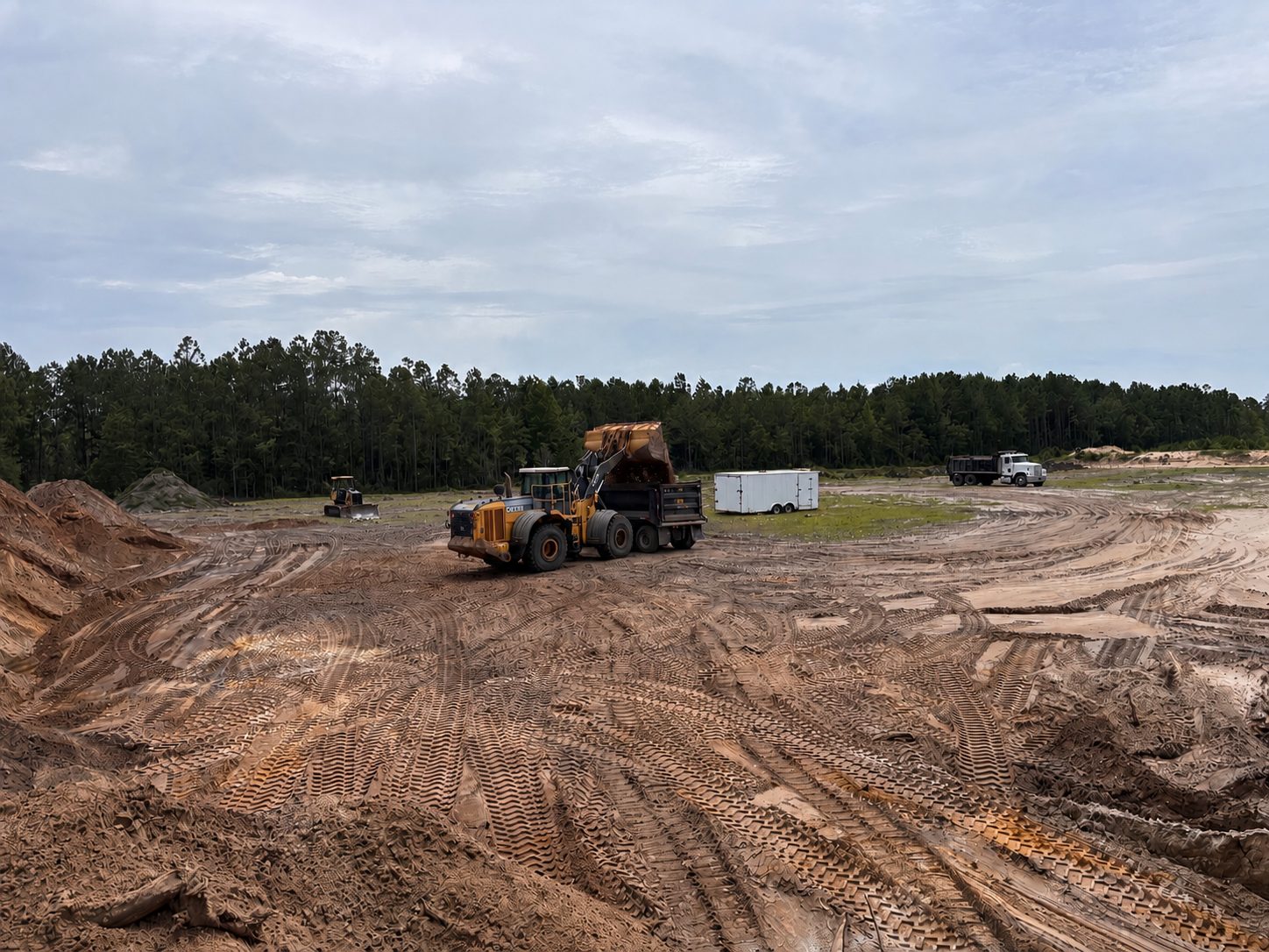 Wheel loader filling a dump truck at Sandhill Mine in Eastern North Carolina